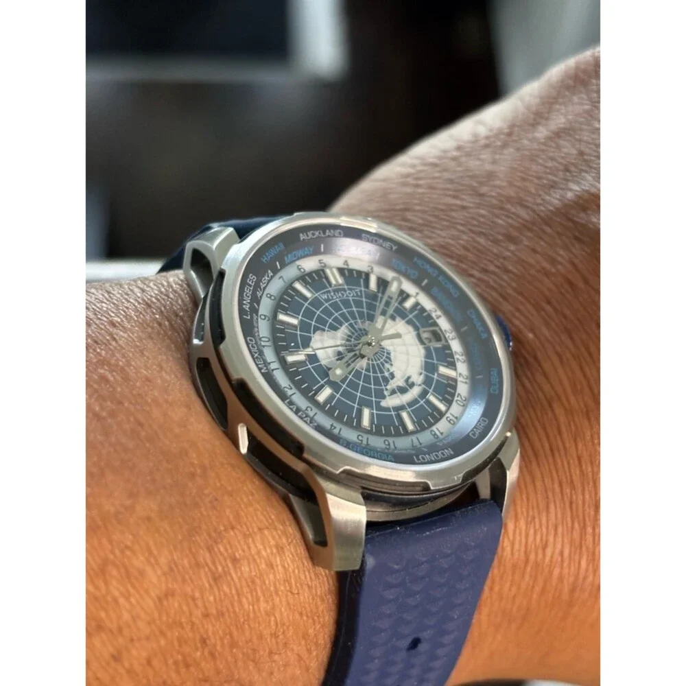 Eternal Earth GMT Blue Dial Men's World Time Watch with Blue Strap
